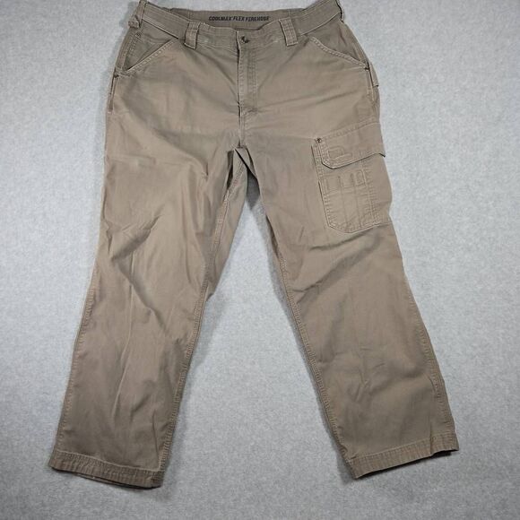 Duluth Trading Co Cargo Pants Mens 38x30 Gray Coolmax Flex Fire Hose Utility Tan - Picture 1 of 11